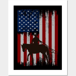 cowboy american flag vintage usa  cowboy Rodeo Roping Horse Riding Posters and Art